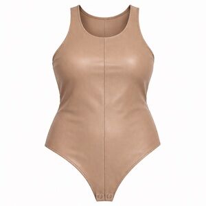 🌷NWOT Good American Faux Leather Tan Bodysuit